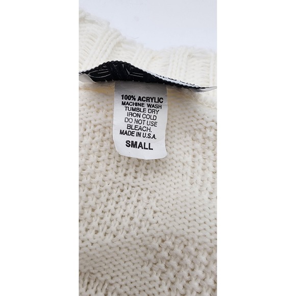 Vintage GFC LTD Womens Cream Textured Knit Cardigan Sweater Made in USA Small - Picture 3 of 11